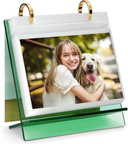 ZEEYUAN Schreibtisch Fotoalbum 10x15 zum Einstecken 60 Bilder Bilderrahmen und Fotobuch 2 in 1 Geschenk für Frauen und Männer