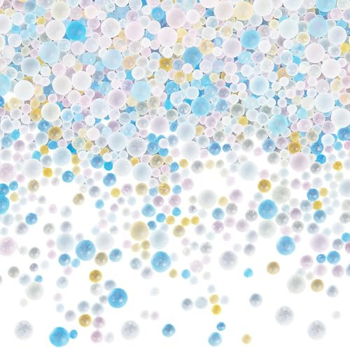 SUNNYCLUE 1 Box 100G Small Bubble Beads Bulk Glass Bead Vase Filler Transparent Colorful Magical Water Droplets Round Loose Miniature No Hole Bead for DIY Crafting Fillers Decorations Jewelry Making