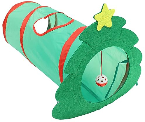 Levemolo Katzentunnelspielzeug Aus Polyester Faltbarer Haustiertunnel Katzenspielzeug Mit Weihnachtsbaummotiv Leicht Zu Reinigen Transportieren