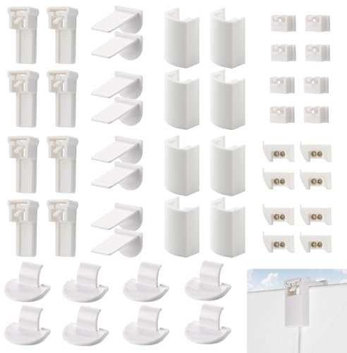 IETWATE 8 Kit 48 Stück Plissee Halterung Ohne Bohren, Plissee Klemmen Selbstklebend, Verstellbar Plissees Ersatzteile Klemmträger, für Haus Büro Schlafzimmer Wohnzimmer Plissees Ohne Bohren