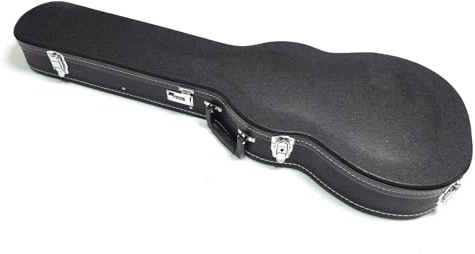 Premium E-Gitarrentasche für Gibson Les Paul – Hartschale mit Plüsch-Innenseite, wasserdichtes Leder, Aufbewahrungsfach (E-Black abschließbar), E-Black with Lock, Formal, E - Schwarz mit Schloss,