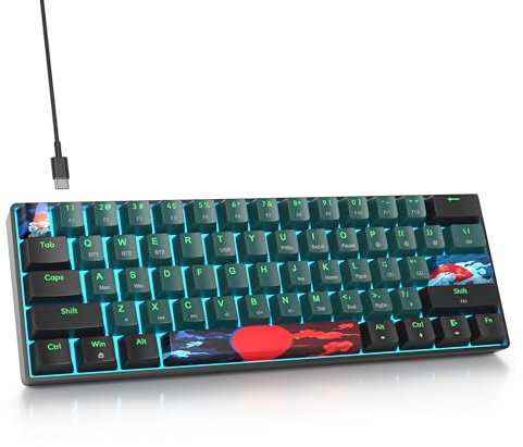 SbocKeeb Clavier Gamer sans Fil, Clavier Gaing 60% Mécanique American QWERTY, Rétroéclairage RGB- Compact Mini Clavier Bluetooth