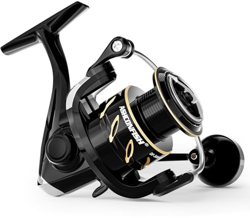 Ashconfish DF-serien spinnrulle – dubbel linje kopp (grund/djup) saltvatten och sötvattenspinnrulle, lätt nylon/glasfiberram, 7+1BB, 5.2:1 växelförhållande, långdistansgjutning DF1000