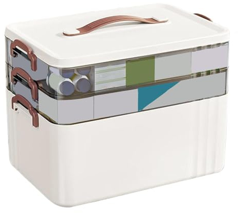 Générique Boîte À Pharmacie 3 Niveaux, Grande Boîte De Rangement Avec Poignée En Cuir, Transparente, Portable, Grande Capacité, Idéale Pour Les Voyages Et Le Camping