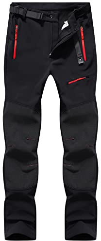 DAFENP Pantaloni Trekking Sci Uomo Invernali Pantaloni da Lavoro Termici Impermeabile Pantaloni Neve Softshell Montagna Escursionismo Caldo All'aperto KZ41065M-Black-L