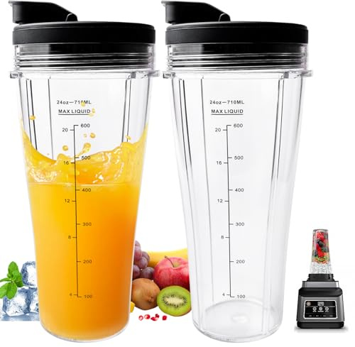 Set di 2 pezzi di ricambio per bicchieri, per Ninja, 710 ml, bicchieri di ricambio per mixer Ninja, tazza di ricambio con coperchi per mixer Ninja, SS100, SS101, SS300