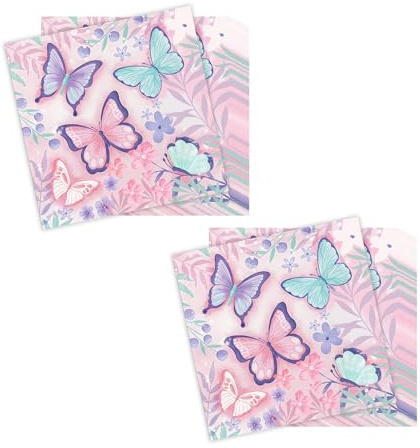 40 Stück Papierservietten Schmetterling, Lila Blume Partygeschirr Set | Dekoration Hochzeit Geburtstag, hochwertig Saugstark, gefaltete Tischtuch, praktisch sortiert, duo carry creative