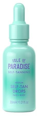Isle of Paradise Self Tanning Face & Body Drops- Medium, Self Tanner Drops for a Natural Bronze, Long-lasting Tan, Cruelty Free, Fragrance Free & Dermatologist-Approved, 1.01 fl. oz