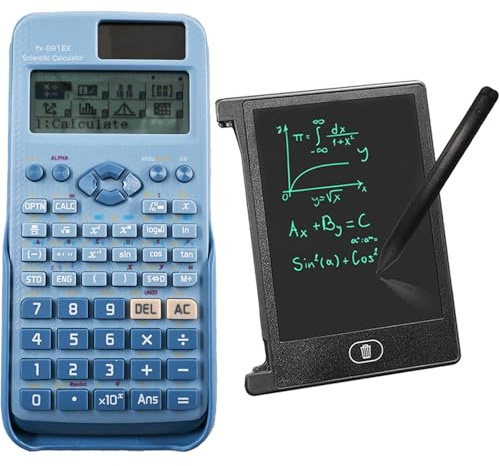 Peixiong FX991-EX Battery & Solar Powered Scientific Calculator with 4.4 Inches LCD Writing Pad, FX-991EX Advanced Engineering/Scientific Calculator-552 Function with Notepad for School, Office (Blue)