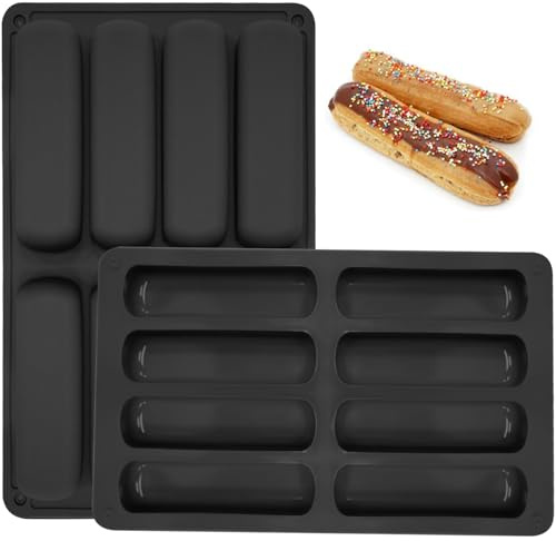 YXHZVON 2 Piezas Moldes De Silicona ​De Barras Cereales, 8 Cavidades Antiadherente Barritas Energéticas Rectangulares para Chocolate Pan Muffin Brownie Tarta De Queso（Negro）