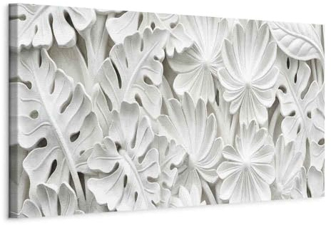 murando - Quadro in Rilievo Fiori Bianchi 3D Fiori 150x50 cm 1 Pezzo su Tela Strutturata XXL Grande - Quadri Moderni Soggiorno - Stampe da Parete Moderno - Stampa Dipinta a Mano - Bianco f-B-0314-b-a