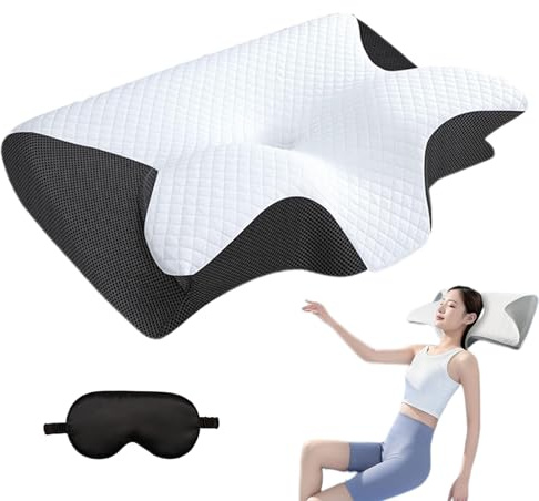 Snrtevu Die Erleichterung, Auf Die Sie Gewartet Haben, OrthopäDisches Kissen, Ergonomisches Kopfkissen FüR Seiten, RüCken, Und BauchschläFer, FüR Besseren Schlaf (Schwarz)