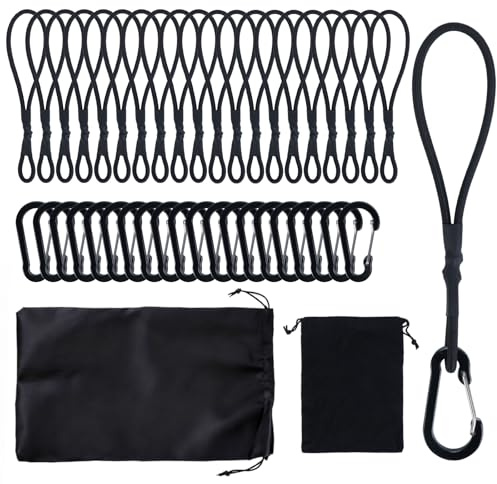 VirtuGro 20 PCS Bungee Cords with Hooks Elastic Small Bungee Cords with Carabiner Clips 5.9In/ 15cm Tarpaulin Hooks for Camping, Luggage, Trailer, Bikes, Banners, Transport, Awnings, and Posters