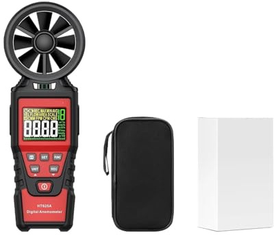 Anemometers， Digital Anemometer Portable Hand Held Wind Speed Meter Windmeter LCD Display Temperature Meter(HT625A)