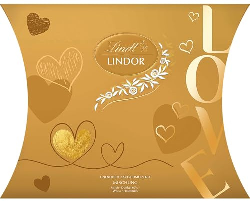 Lindt Schokolade | LINDOR Kugeln Gold Mischung, 162g Kissen, Geschenk