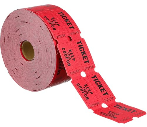 Healeved Billets de Tombola Rouges 1000 Pièces Rouleau en Papier pour Événements Loteries Jeux et Carnaval – Billets Universels pour Tirage au Sort et Vente aux Enchères