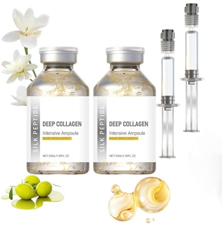 Silk Peptide Deep Collagen Hydrating Ampoule Serum, djupt kollagen sidenpeptidintensivlyftande ampullserum för att strama åt och stärka ansiktshuden, anti-åldrande ansiktsserum (2 st)