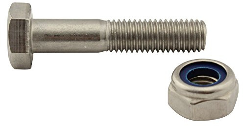 SC-Normteile® | Sechskantschrauben mit Schaft und Sicherungsmuttern (Stoppmuttern) - M6x30 - (10 Stück) - Maschinenschrauben - DIN 931 / DIN 985 - Edelstahl A2 (V2A) - SC931 / SC985