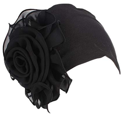 YONKOUNY Copricapo Turbante Cappello da Donna Elastico Elegante Wrap Testa Copricapo Chemo Headwear Turbante per chemioterapia (Nero)