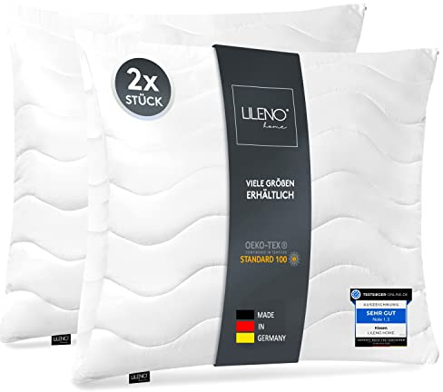 LILENO HOME Kopfkissen 40x40 cm [2er Set] als Kissen-Füllung - Bett oder Deko Kissen mit Reißverschluss zum Anpassen - Waschbar bis 95° - Sofa-Kissen & Zierkissen für Couch/Bett