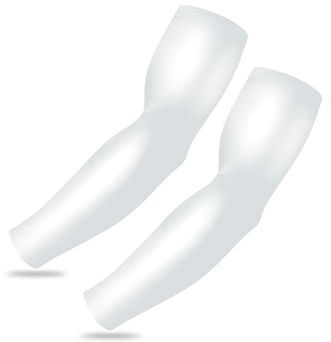 Tough Outdoors Manicotti a compressione per sport all'aria aperta resistenti per uomini e donne - Manicotti per giovani e bambini per baseball, pallavolo e basket | Bianco