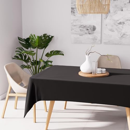 Soleil d'ocre, Alix Nappe Rectangle Anti-tâches, Polyester, Noir, 140x200 cm