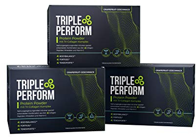 Triple Perform® Kollagen Pulver Grapefruit (3x 30x 26g) im Sachet | Protein Pulver mit bioaktivem Tri-Collagen Komplex | Collagen Peptides | Zink, Magnesium, Vitamin C & Kollagen Peptide