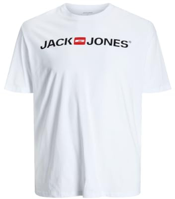 Jack & Jones Men's Jjecorp Logo Tee Crew Neck Noos Ps T Shirt, White, 6XL Plus UK