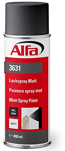 Alfa Sprühlack RAL 9005 Tiefschwarz 1 x 400 ml Matt für innen und außen - Lackieren und Dekorieren, hohe Deckkraft Farbspray, Sprühdose, Made in Germany