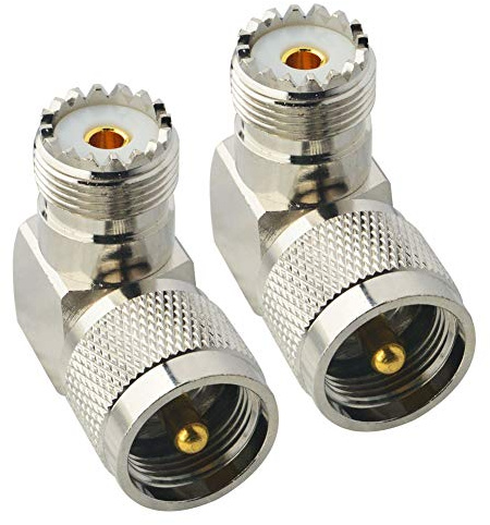 Boobrie UHF Anschluss Rechtwinkliger Koaxialstecker 2 Stück UHF Stecker auf UHF Buchse Adapter PL259 auf SO239 90 Grad PL259 Adapter L-förmiger Antennen Adapter Geringer Verlust Koaxial Kabel Stecker