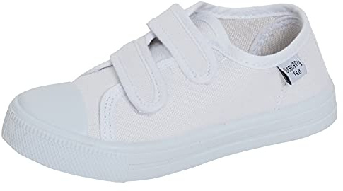 Scarpe in Tela per Bambini, Sneakers per Ragazzi, Ballerine per Ragazze, Plimsolls Unisex con Chiusura Facile, Scarpe Casual, Bianco, 25 EU