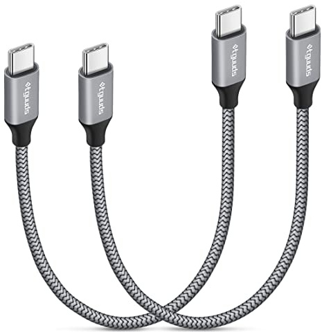 etguuds USB C Kabel Kurz 30CM 2Stück, PD 60W USBC auf C Schnellladekabel | USB Typ C Ladekabel Nylon für iPhone 17 16 15 Pro iPad Pro Samsung Galaxy S26 S25 24 S23 S22 Note 20 Pixel 10 9a usw -Grau