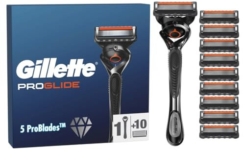 Gillette ProGlide Recharges De Lames De Rasoir Pour Homme, 10 Recharges De Lames, Conçu Pour Un Rasage De Près, Avec Lubrastrip