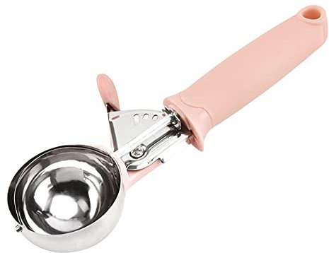 URFEDA Cucchiaio da gelato in acciaio inox a manico lungo cucchiaio per crema con grilletto antiaderente cucchiaio per frutta rotondo yogurt ghiacciato anguria melone gelato gelato cucchiaio da