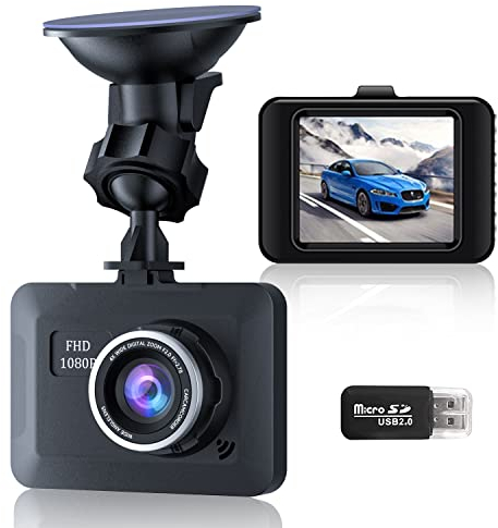 Dashcam Auto, Rückfahrkamera 1080P Full HD Dual, Autokamera mit 170 Weitwinkel 2,4 LCD-Display, Super Nachtsicht, G-Sensor, Park Monitor, WDR, Schleifen Aufnahme
