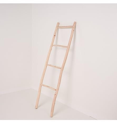 Cesteria Aparici Toallero de Madera Natural 150x45 cm Escalera de decoración Estilo Mediterráneo. Escalera Ropa