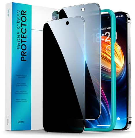 BENKS für iPhone 15 Pro für Panzerglas Sichtschutz, Full Screen 9H Härte Privacy Schutzfolie für iPhone 15 Pro, Stoßfest Kratzfest Anti-Fingerabdruck Anti-Bläschen Blickschutz Schutzglas - 2 Stück