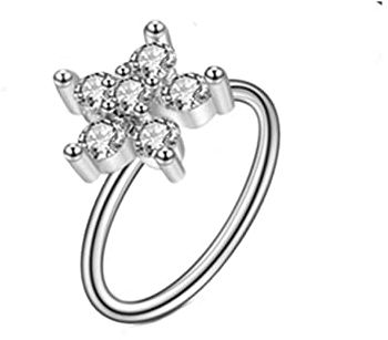 Epinki Schmuck Ring Tragus Piercing, Silber Piercing Tragus Stern aus Legierung, Lippen Ohr Nasen Piercing Körperschmuck mit Zirkonia für Herren Damen, 1stk