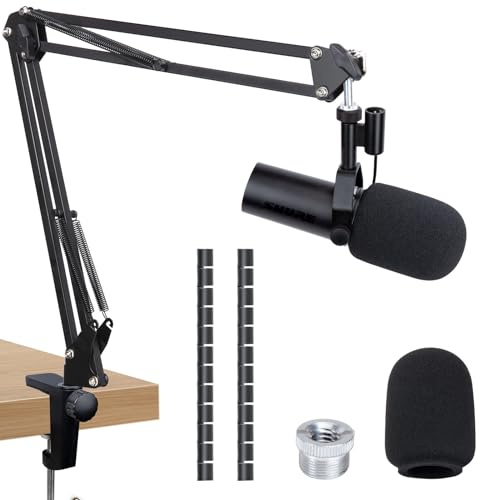 SUNMON Shure SM7dB Boom Arm Mic Stand - Mic Boom Arm with Foam Mic Cover Compatible with Shure SM7dB, Adjustable Microphone Arm with Cable Sleeve By SUNMON
