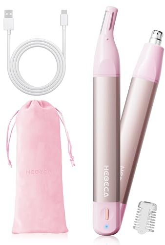 HEBECA Nasenhaartrimmer Frauen - Nasentrimmer Damen Augenbrauenrasierer Elektrisch Damen Nasen und Ohrentrimmer Portable Wiederaufladbares USB 2 in 1 Gesichtsrasierer Frauen Rosa (Rosa)