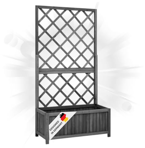 DELUKE Rankkasten Gartenspalier MALO schwarz | 135x70x30cm | Spalier mit Blumenkasten mit Rankgitter Rankhilfe mit Pflanzenkasten Blumenkübel Pflanzgefäß
