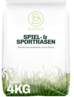 4 kg Rasensamen Sport & Spiel schnellkeimend 160 m², robust, sattgrün, ideal für Neuansaat und Nachsaat, Rasensaat Grassamen Frühjahr bis Herbst (4 kg)