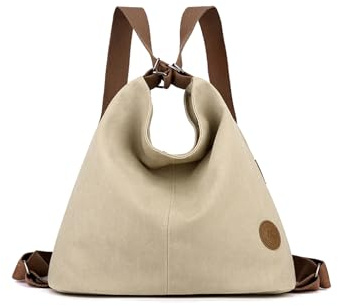 CORIOS Damen Rucksack Große Kapazität Schultasche Casual Handtasche Vintage Tragetasche Schultertasche Multifunktionale Tote Beutel Schulranzen für Reise Arbeit Büro Khaki