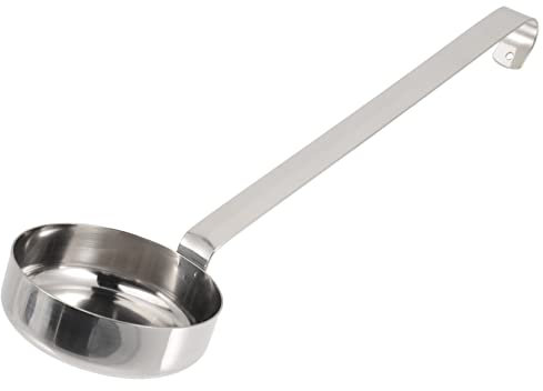 Parliky Stainless Steel Pizza Spread Ladle Multifunctional Soup Spoon Long Handle Flat Bottom Ketchup Ladle for Cooking for Pizza Ramen and Dumplings