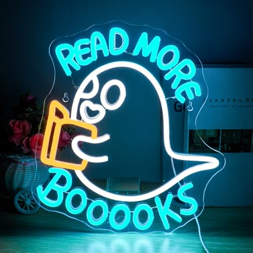 Horseneon Read More Books Neon Schild Read Books Neonlicht Schriftzug für Wanddeko Dimmbare Leuchtreklame Neonlichter für die Bibliothek das Klassenzimmer das Schlafzimmer das Arbeitszimmer