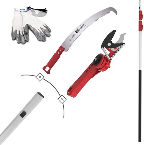 Kamikaze kit poda en altura 3 en 1 con pértiga telescópica 4,5m (3 tramos de 1,5m), tijera y serrucho intercambiables, cabezal giratorio, acero SK5