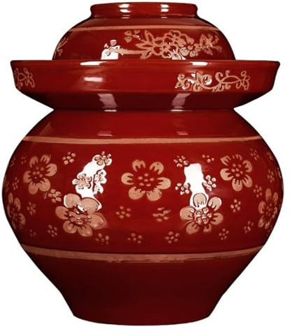 vaso di fermentazione. Ceramica con coperchi, grandi vasetti di decapaggio in porcellana tradizionale cinese, coccio di fermentazione in ceramica con coperchio a tenuta d'acqua(6L)