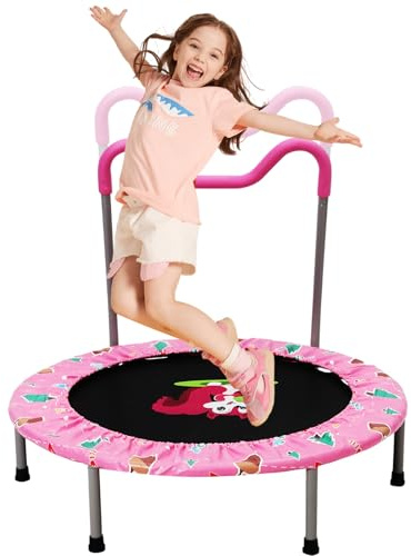 Trampoline Pliable de Fitness d'intérieur pour Enfants,Adapté aux Enfants de 3 Ans,Idéal pour Le Fitness en Intérieur,en Extérieur et dans Le Jardin.Sa Capacité de Charge Maximale est de 120kg(Rose)