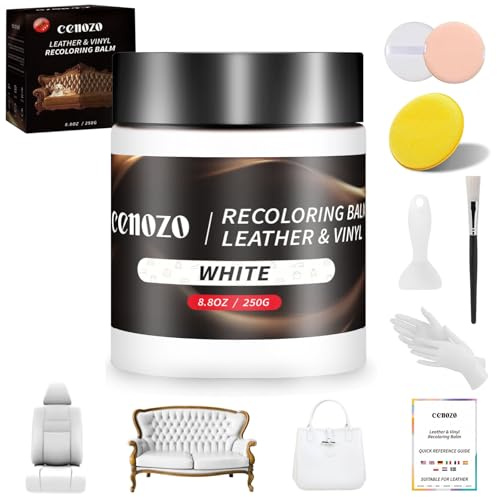 Flüssigleder Weiß,Leder Reparatur Set,Lederpflege für Ledercouch,Autositz Reparatur,Vinyl Möbel,Kunstleder Reparaturset Für Reparatur Lederfarbe,Fleck,Schramme,Risse und Bleichen