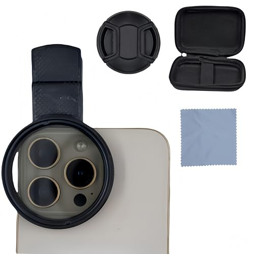 Filtro de lente de cámara de teléfono CPL de 52 mm, filtro polarizador universal con kit de clip, compatible con teléfonos inteligentes iPhone, Samsung/Android